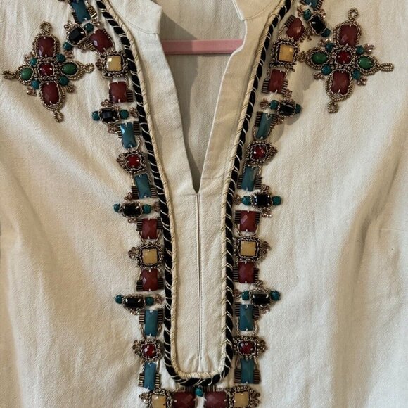 NEW Soft Surroundings Beaded Tunic Blouse 100% Cotton Size Small NWOT - Picture 3 of 5